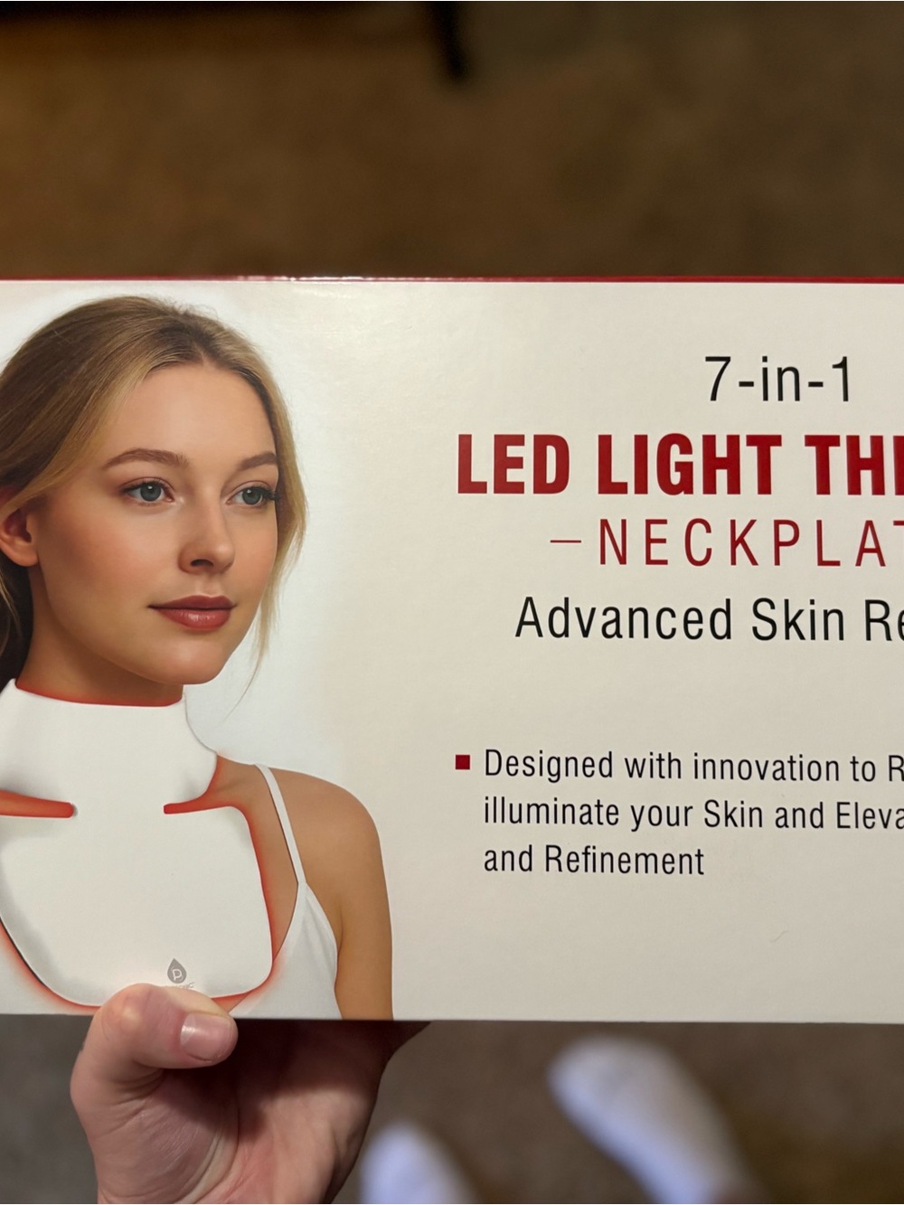 7-in-1 LED Light Therapy Neckplate for Women Skincare - White